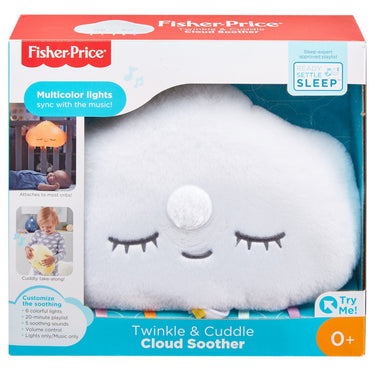 Proiector pernă în formă de norișor cu lumini și sunete, Fisher Price, 0-1 an